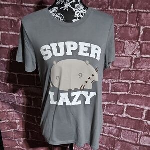 Pusheen Graphic Tee with Super Lazy  Design EUC